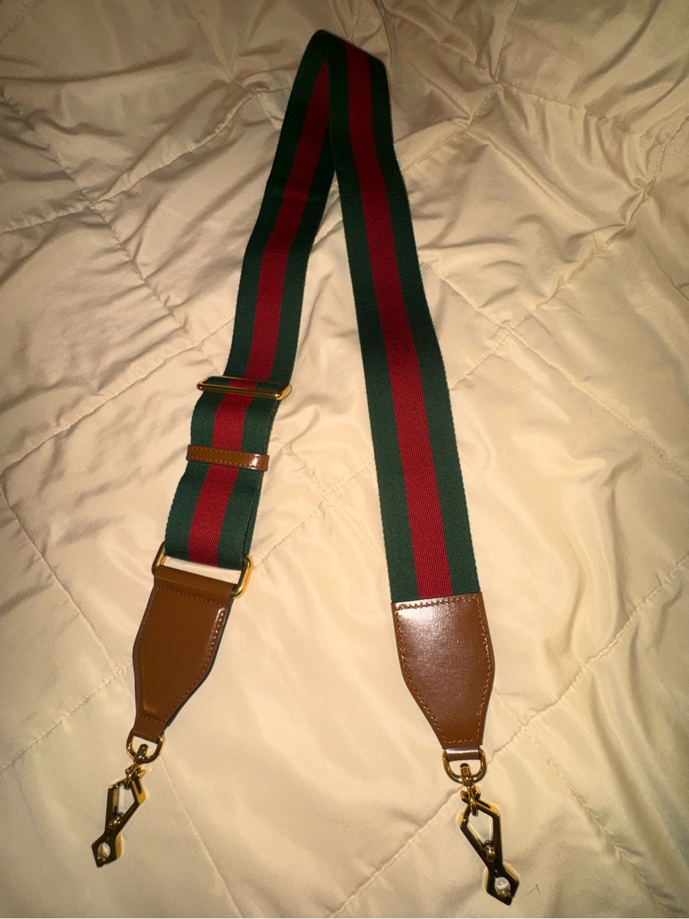 GUCCI Web Shoulder Adjustable Strap - Green & Red Striped